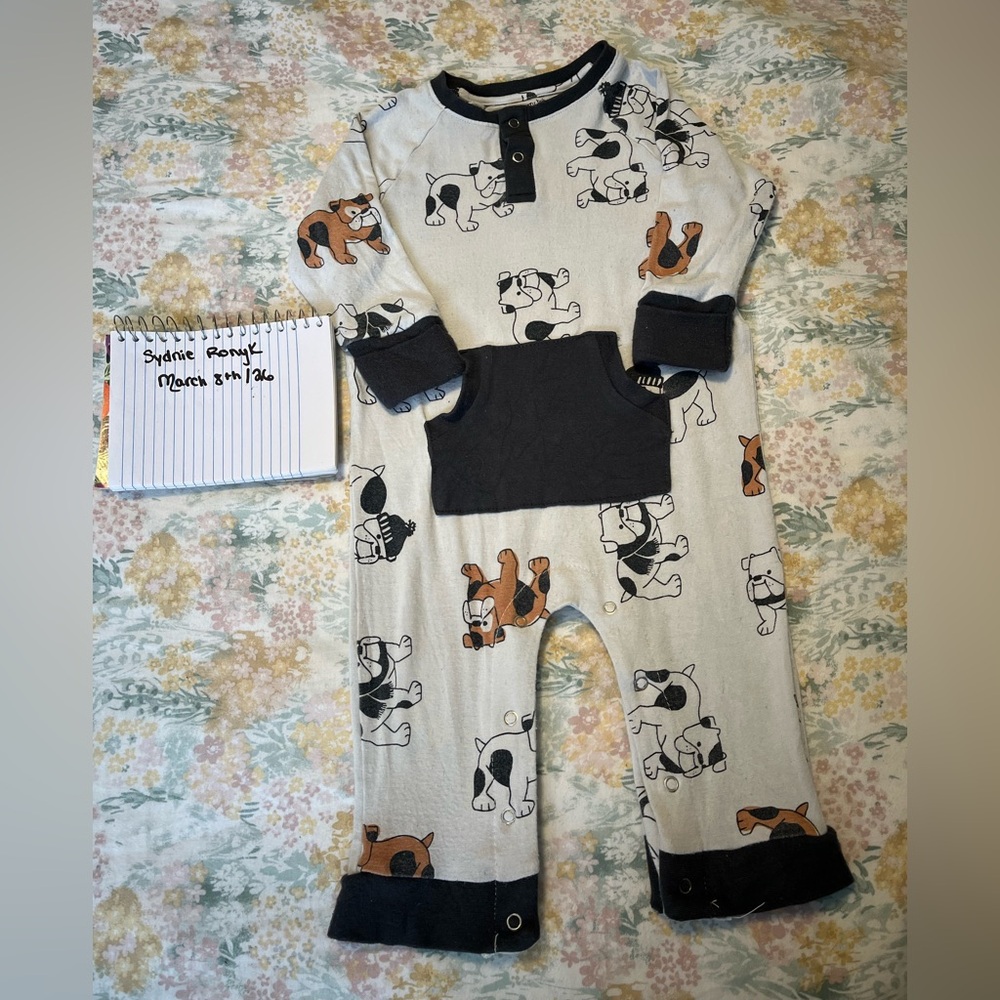 6-12 Silkberry (bamboo) Bulldog Romper